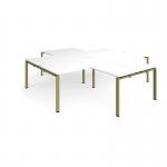 Adapt back to back 4 desk cluster 2800mm x 1600mm with 800mm return desks - green frame, white top ER28168-GN-WH