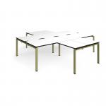 Adapt back to back 4 desk cluster 2800mm x 1600mm with 800mm return desks - green frame, white top, black edge ER28168-GN-WK