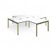 Adapt back to back 4 desk cluster 2800mm x 1600mm with 800mm return desks - green frame, white top, black edge ER28168-GN-WK