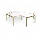Adapt back to back 4 desk cluster 2800mm x 1600mm with 800mm return desks - green frame, white top, oak edge ER28168-GN-WO