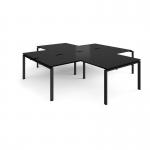 Adapt back to back 4 desk cluster 2800mm x 1600mm with 800mm return desks - black frame, black top ER28168-K-BK