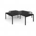 Adapt back to back 4 desk cluster 2800mm x 1600mm with 800mm return desks - black frame, black top ER28168-K-BK