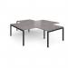 Adapt back to back 4 desk cluster 2800mm x 1600mm with 800mm return desks - black frame, grey oak top ER28168-K-GO