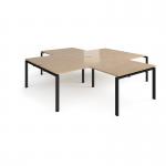 Adapt back to back 4 desk cluster 2800mm x 1600mm with 800mm return desks - black frame, kendal oak top ER28168-K-KO