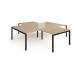Adapt back to back 4 desk cluster 2800mm x 1600mm with 800mm return desks - black frame, kendal oak top ER28168-K-KO