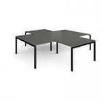 Adapt back to back 4 desk cluster 2800mm x 1600mm with 800mm return desks - black frame, storm grey top ER28168-K-OG