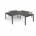 Adapt back to back 4 desk cluster 2800mm x 1600mm with 800mm return desks - black frame, storm grey top ER28168-K-OG