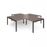 Adapt back to back 4 desk cluster 2800mm x 1600mm with 800mm return desks - black frame, walnut top ER28168-K-W