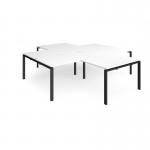 Adapt back to back 4 desk cluster 2800mm x 1600mm with 800mm return desks - black frame, white top ER28168-K-WH