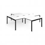 Adapt back to back 4 desk cluster 2800mm x 1600mm with 800mm return desks - black frame, white top, black edge ER28168-K-WK