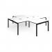 Adapt back to back 4 desk cluster 2800mm x 1600mm with 800mm return desks - black frame, white top, black edge ER28168-K-WK