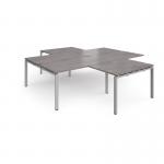 Adapt back to back 4 desk cluster 2800mm x 1600mm with 800mm return desks - silver frame, grey oak top ER28168-S-GO