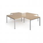 Adapt back to back 4 desk cluster 2800mm x 1600mm with 800mm return desks - silver frame, kendal oak top ER28168-S-KO