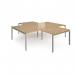 Adapt back to back 4 desk cluster 2800mm x 1600mm with 800mm return desks - silver frame, oak top ER28168-S-O