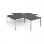 Adapt back to back 4 desk cluster 2800mm x 1600mm with 800mm return desks - silver frame, storm grey top ER28168-S-OG