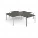 Adapt back to back 4 desk cluster 2800mm x 1600mm with 800mm return desks - silver frame, storm grey top ER28168-S-OG