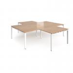 Adapt back to back 4 desk cluster 2800mm x 1600mm with 800mm return desks - white frame, beech top ER28168-WH-B