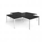 Adapt back to back 4 desk cluster 2800mm x 1600mm with 800mm return desks - white frame, black top ER28168-WH-BK