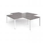 Adapt back to back 4 desk cluster 2800mm x 1600mm with 800mm return desks - white frame, grey oak top ER28168-WH-GO