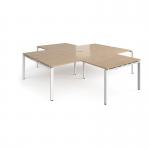 Adapt back to back 4 desk cluster 2800mm x 1600mm with 800mm return desks - white frame, kendal oak top ER28168-WH-KO