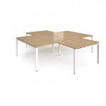 Adapt back to back 4 desk cluster 2800mm x 1600mm with 800mm return desks - white frame, oak top ER28168-WH-O