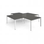 Adapt back to back 4 desk cluster 2800mm x 1600mm with 800mm return desks - white frame, storm grey top ER28168-WH-OG
