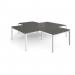 Adapt back to back 4 desk cluster 2800mm x 1600mm with 800mm return desks - white frame, storm grey top ER28168-WH-OG