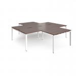 Adapt back to back 4 desk cluster 2800mm x 1600mm with 800mm return desks - white frame, walnut top ER28168-WH-W