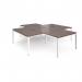 Adapt back to back 4 desk cluster 2800mm x 1600mm with 800mm return desks - white frame, walnut top ER28168-WH-W