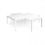 Adapt back to back 4 desk cluster 2800mm x 1600mm with 800mm return desks - white frame, white top ER28168-WH-WH