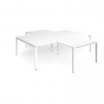 Adapt back to back 4 desk cluster 2800mm x 1600mm with 800mm return desks - white frame and white top
