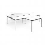 Adapt back to back 4 desk cluster 2800mm x 1600mm with 800mm return desks - white frame, white top, black edge ER28168-WH-WK