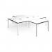 Adapt back to back 4 desk cluster 2800mm x 1600mm with 800mm return desks - white frame, white top, black edge ER28168-WH-WK