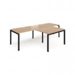 Adapt double straight desks 2800mm x 800mm with 800mm return desks - black frame, beech top ER2888-K-B