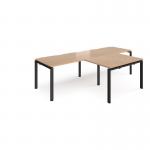 Adapt double straight desks 2800mm x 800mm with 800mm return desks - black frame, beech top ER2888-K-B