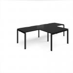 Adapt double straight desks 2800mm x 800mm with 800mm return desks - black frame, black top ER2888-K-BK