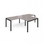 Adapt double straight desks 2800mm x 800mm with 800mm return desks - black frame, grey oak top ER2888-K-GO