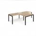 Adapt double straight desks 2800mm x 800mm with 800mm return desks - black frame, kendal oak top ER2888-K-KO