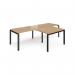 Adapt double straight desks 2800mm x 800mm with 800mm return desks - black frame, oak top ER2888-K-O