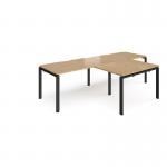 Adapt double straight desks 2800mm x 800mm with 800mm return desks - black frame, oak top ER2888-K-O