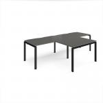Adapt double straight desks 2800mm x 800mm with 800mm return desks - black frame, onyx grey top ER2888-K-OG