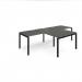 Adapt double straight desks 2800mm x 800mm with 800mm return desks - black frame, onyx grey top ER2888-K-OG