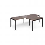Adapt double straight desks 2800mm x 800mm with 800mm return desks - black frame, walnut top ER2888-K-W