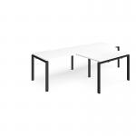 Adapt double straight desks 2800mm x 800mm with 800mm return desks - black frame, white top ER2888-K-WH