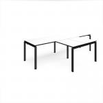Adapt double straight desks 2800mm x 800mm with 800mm return desks - black frame, white top with black edge ER2888-K-WK