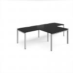 Adapt double straight desks 2800mm x 800mm with 800mm return desks - silver frame, black top ER2888-S-BK