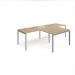 Adapt double straight desks 2800mm x 800mm with 800mm return desks - silver frame, kendal oak top ER2888-S-KO