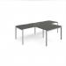 Adapt double straight desks 2800mm x 800mm with 800mm return desks - silver frame, onyx grey top ER2888-S-OG
