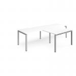 Adapt double straight desks 2800mm x 800mm with 800mm return desks - silver frame, white top ER2888-S-WH