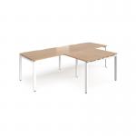 Adapt double straight desks 2800mm x 800mm with 800mm return desks - white frame, beech top ER2888-WH-B